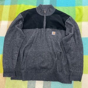 Carhartt Quarter Zip Pullover Sweater Grey Wool Nylon Blend Men’s